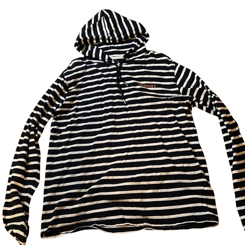 Denim & Flower Ricky Singh Navy Striped‎ Hoodie Mens Size L